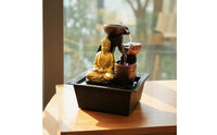 Tabletop Fountain with Buddha Carved Buddha Fountain Indoor Compact for Buddhists, Entry Table, Tea Corner