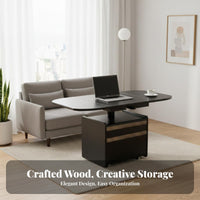 elevateTop Coffee Table Space-Saving Living Room Furnishing Hidden Storage Rounded Corners for Renters, Home Office