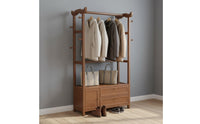 Freestanding Clothes Rack with Cabinet Large Capacity Wardrobe Organizer with Drawers and Shelves Space Saving Coat Stand with Storage for Closet