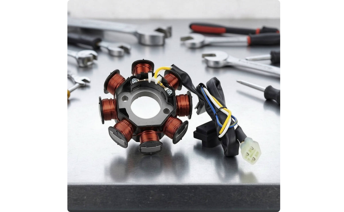 Copper-Wound Magneto Ignition Stator Replacement Motorcycle Stator Electrical Magneto Coil Compatible for DIY Riders, Engine Maintenance