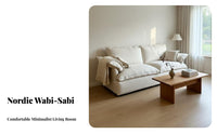 Wabi-Sabi aesthetic Upholstered Loveseat Nordic Aesthetic Sofa Minimalist Design Couch Comfortable Cushioning for Hospitality Professionals, Apartment Dwellers, Guesthouse, Lounge Area, Studio, Bedroom