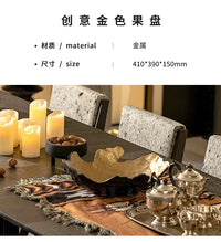 现代简约轻奢复古创意金属果盘样板房客厅茶几桌面软装家居装饰品