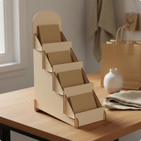 Wooden Display Rack Slotted Card Display Stand Arched Back