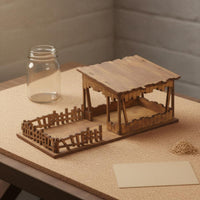 2-Story House Model 1:72 size:72 Miniature Wooden Building DIY Assembly