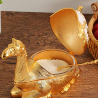 Camel Condiment Jar Gold-Colored Decorative Camel Jar Embossed