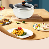 Korean Style Micro-Pressure Pot, Home Non-Stick Soup Pot, Large Capacity, Gas and Electric Universal, Double Handles, Enamel Material
