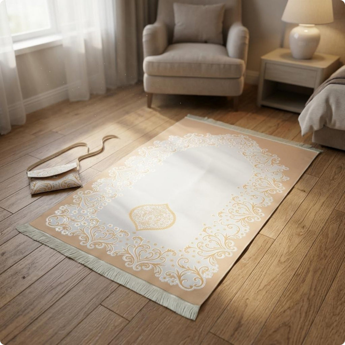Jacquard Prayer Mat Easy to Stow-Away Folding Prayer Mat Reusable for Mosque
