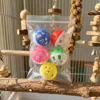 Large, Multi-Colored Bell Ball, Pack of 5 (Random Colors) Parrot Bell Toy, Parakeet Cockatiel Toy Colorful Bird Interactive Play Beak Exercise