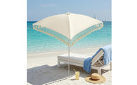 Fringe Market Patio Umbrella Decorative Square Umbrella with Fringe Windproof for Coffee Shops Owners, Beach