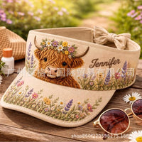跨境新品Highland Cow Sun Visor Hat个性化花卉高地牛运动遮阳帽