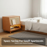 Rattan Nightstand Ample Storage Rattan Drawer Side Cabinet Easy to Assemble