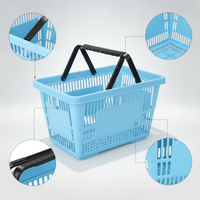 Rolling Plastic Shopping Basket with Handle for Supermarket and Convenience Store