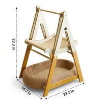 Double Layer Rocking Bed [Cat Bunk Bed], Lullaby Rocking Feature, Freestanding Cat Hammock and Swing, Padded Material for Sleeping and Playing