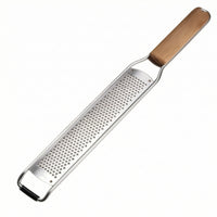 Non-Slip Stainless Steel Grater with Wooden Handle Ergonomic Cheese Grater with Handle Heavy Duty Citrus Zester with Protective Cover Sleeve Fine for Home Cooks, Chefs, Baking