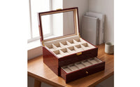 Watch Box with Drawer Glossy Watch Display Case Padded Organizer for Collectors, Dresser, Nightstand, Closet