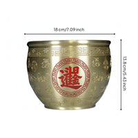 Decorative Fortune Pot Brass-Colored Lidded Decorative Pot Traditional Style