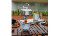 Stainless Steel Folding Table Lightweight Gas Canister heating guard Table Compact Portable Cooker Stand for Backpackers, Barbecue, Backpacking, Picnic