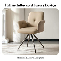 Upholstered Swivel Chair Ergonomic Back Support Armchair Sturdy Frame for Adults