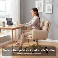 Modern Design Upholstered Rolling Task Chair 360-Degree Swivel Upholstered Rolling Armchair Cushioned Cushioning Office Furniture Height Adjustable for Students, Adults, Designers, Study Room, Bedroom