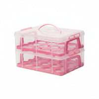 Stackable Cupcake Carrier Reusable Multi-Layer Dessert Box Clear View Tiered Food Storage Holder for Caterers, Potluck, Picnic