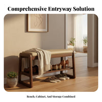 Space-Saving Design paddeded Shoe Storage Bench Padded Seat paddeded Entryway Stool Sturdy Frame Home Organizer High Load Capacity for Apartment Dwellers, Families, Homeowners, Hallway, Mudroom, Living Room, Bedroom