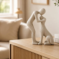 Dog Hug Sculpture Minimalist Dog Sculpture Polished for Shelf, Tabletop