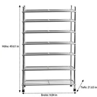 Shoe Rack Hallway, Space-Saving Shoe Rack Made of Polished Stainless Steel, Stable Freestanding Shoe Shelf for Small Apartments