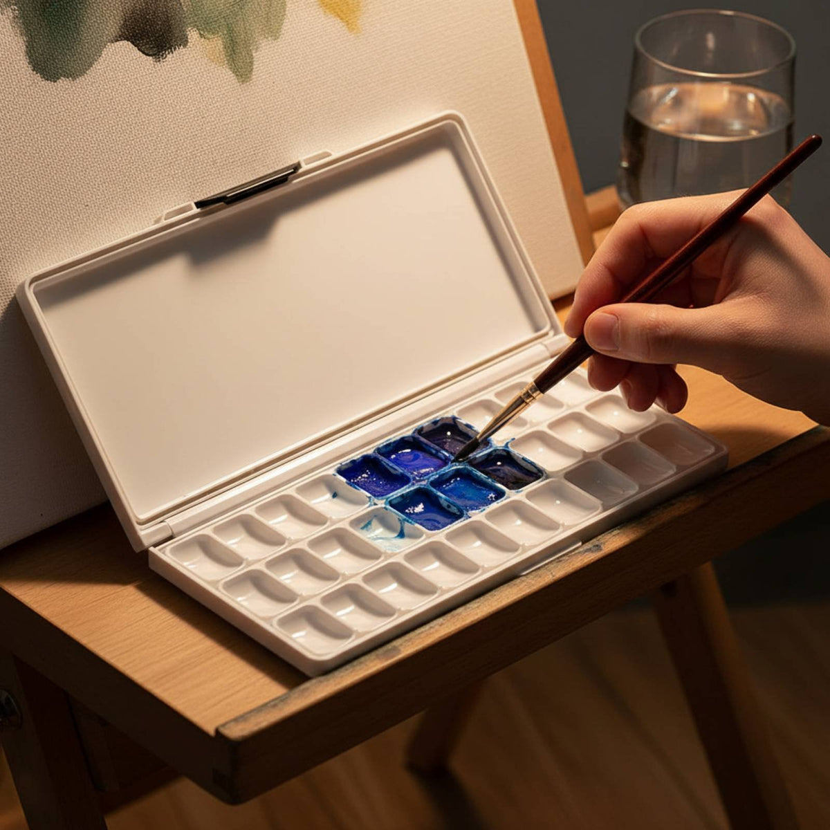 33 Well Watercolor Palette Foldable Watercolor Gouache Palette Airtight Paint Storage Box Sturdy Plastic for Outdoor Painting