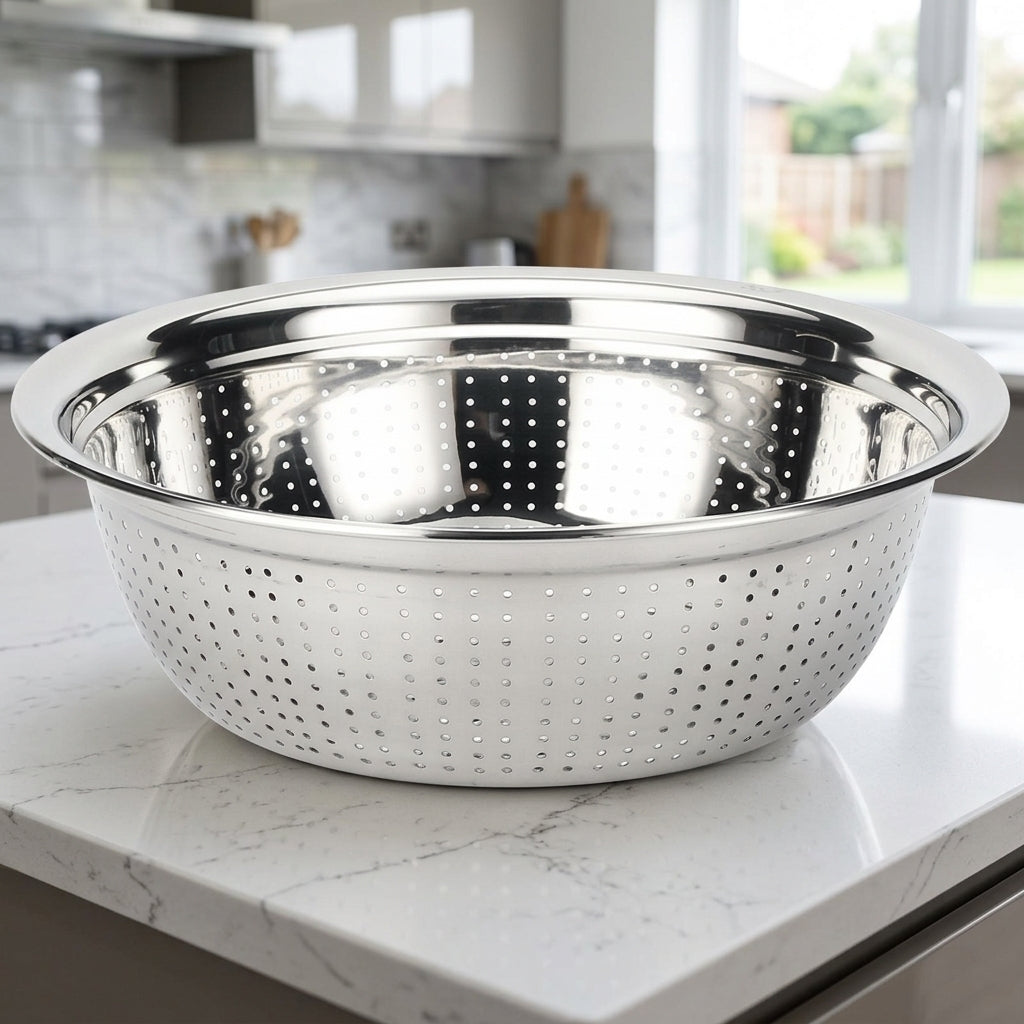 Stainless Steel Colander Vegetable Strainer with Loop Handles, Fruit Washing Basket Draining Basin