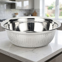 Stainless Steel Colander Vegetable Strainer with Loop Handles, Fruit Washing Basket and Draining Basin, Modern Minimalist Rice Washing Basin