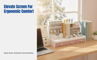 Desktop Transparent Screen Riser Display Rack, Office and Student Desk Organizer Shelf