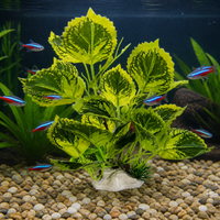 Aquarium Artificial Plant Decor - Large Leaf Banyan & Colorful Foliage