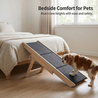 Dog Steps for Bed and Sofa with Adjustable Height, Wooden Ramp for Small to Medium Pets, Wide Stable Design for Home Furniture, Dachshund Friendly