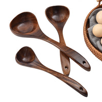 Japanese Style Thickened Large Head Spoon Household Wooden Spoon for Soup Hot Pot Acacia Wood Long Handle Turtle Shell Soup Spoon Custom LOGO