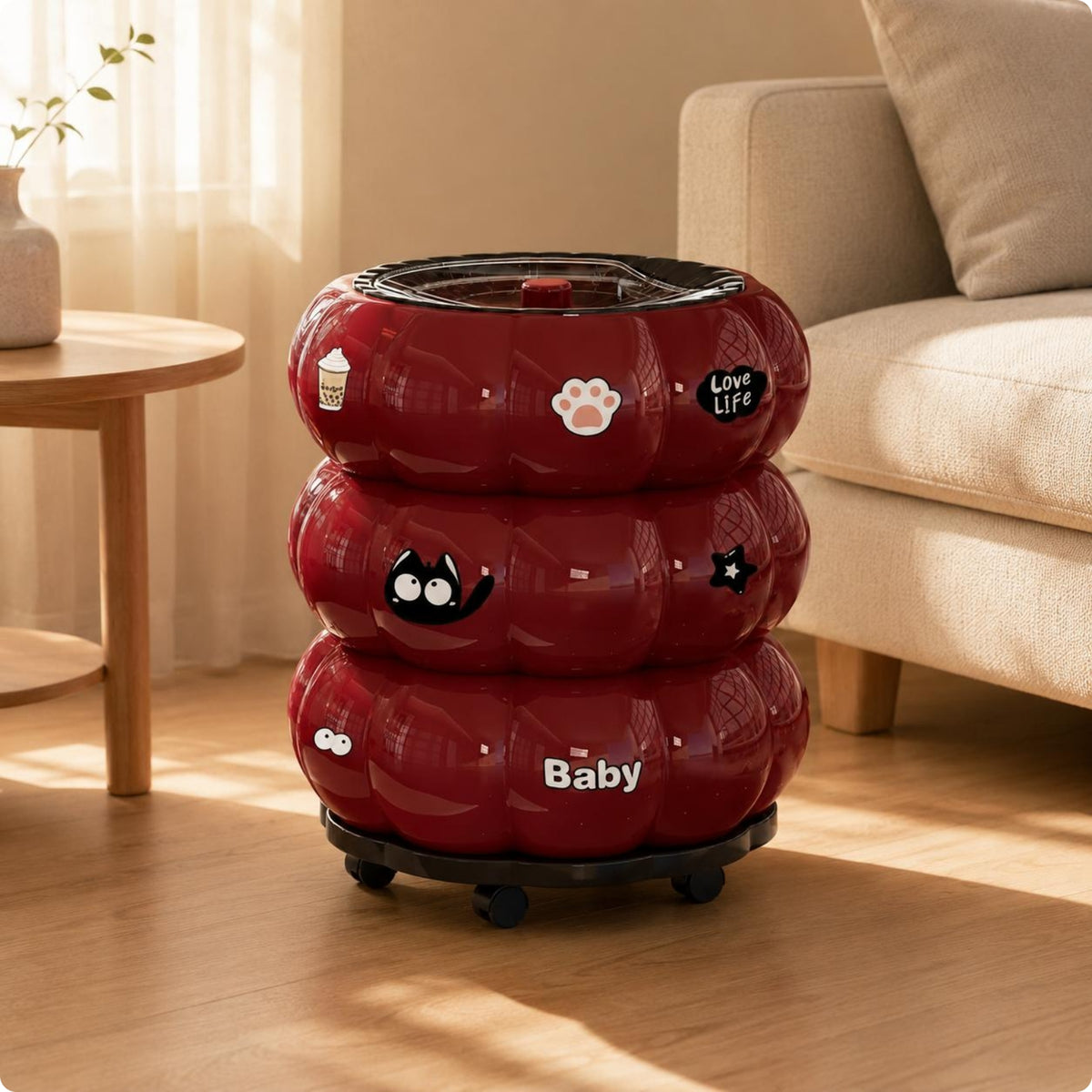 Pumpkin Trash Can Lidded Cartoon Trash Can Segmented