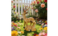 2 Pieces Resin Deer Figurine Lifelike Details Fawn Ornament Set Realistic Design