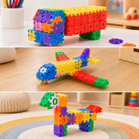 Geometric Number Building Blocks Toy for Kids 1-8 Years Old, DIY Castle House Small Square Blocks