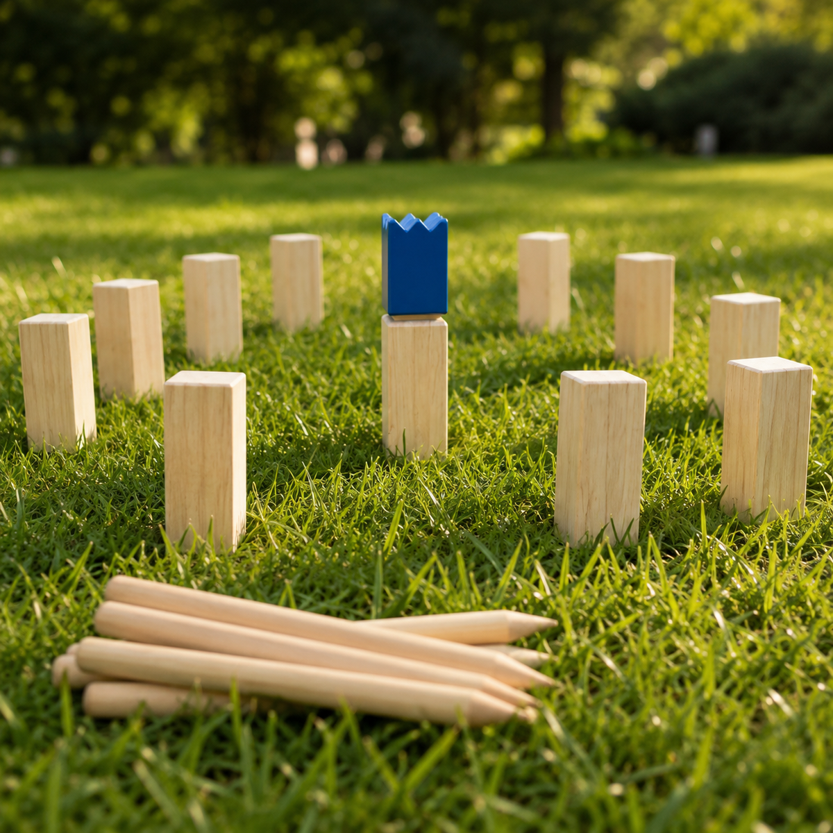Outdoor Wooden King Toss Game Set for Adults and Kids, Team Building and Parent-Child Interactive Educational Toy