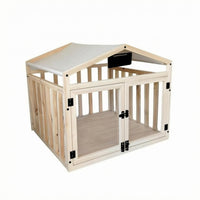 House-Shaped Kennel Slatted Wooden Dog House Solid Wood