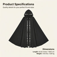 Hooded Cape Witch Cosplay Accessories, Halloween Cosplay Performance Cloak, Moon #variant:120-130cm