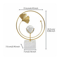 Crystal Ball Ornament Light Elegant Metal Hoop Crystal Figurine Nordic Design Table Decor for Living Room, Entryway, Bedroom