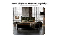 French Retro Design Bed Skin-Friendly Textile Walnut Finish Double Bed Firm-Density Foam Cushioning Bedroom Furniture