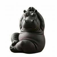 Resin Meditation Hippo Ornament Sturdy Meditation Hippo Figurine Whimsical