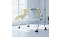 Double-Rod Clothes Drying Rack Freestanding Clothing Drying Rack Wind-Resistant Space-Saving for Balcony, Patio