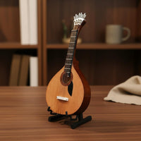 Miniature Portuguese Guitar Fine Workmanship Portuguese Guitar Model Includes Stand and Case Wooden Instrument Ornament for Music Lovers