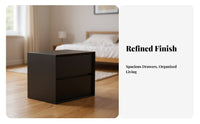Modern Design Nightstand with Drawers Space-Saving 2-Drawer End Table Minimalist Design Bedroom Furniture Narrow Profile for Apartment Dwellers, Homeowners, Small Areas, Living Room, College Dorm, Entryway