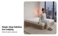 Hotel Grade Headboardless Box Bed Minimalist Design Wooden Bed Frame Space-Saving Bedroom Furniture Sturdy Construction for Guesthouse managers, Apartment Dwellers, Students, Guest Room, Dormitory