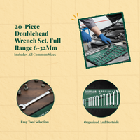 Combination Wrench Set, Open & Box End, Metric, Organizer