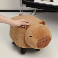 Soft Shoe Stool Solid Wood Legs Capybara Stool Creative Design for Entryway
