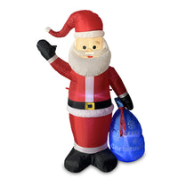 6FT Inflatable Santa Claus with Gift Bag Lighted Air Blown Christmas Yard Decoration for Outdoor Party, EU Plug